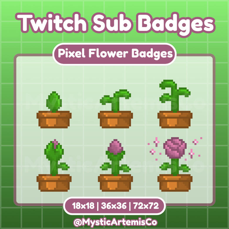 Pixel Flower Badges